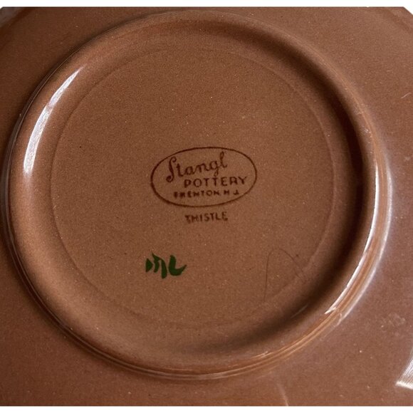 Stangl Pottery Thistle Pattern 6-Piece Set Teacups & Creamer With Saucers - Picture 5 of 5